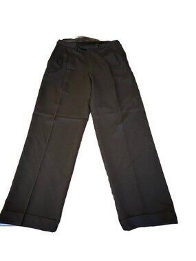 Pazoni Dress Pants Mens Size 35 100% Wool Made Italy Black Cuffed Pleated Front